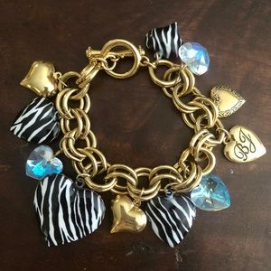 Betsey Johnson Gold Zebra Locket Charm Bracelet